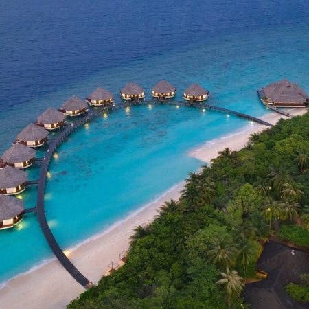 Adaaran Select Meedhupparu - Aerial View of Water Villas