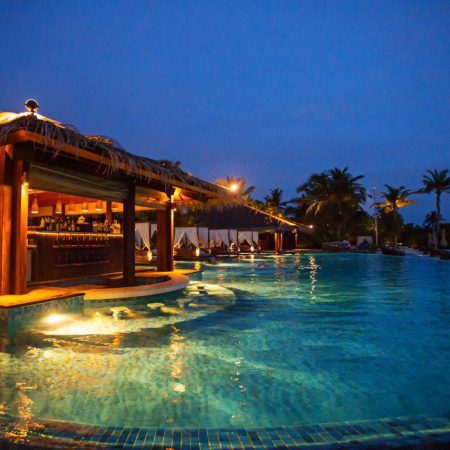 Evening relaxation by the pool